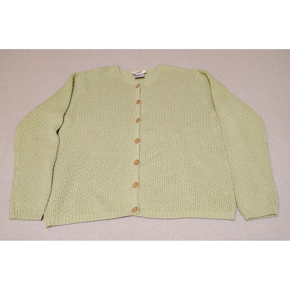 Talbots Womens Light Green Knit Cardigan Sweater Button Front Size Small‎ HH